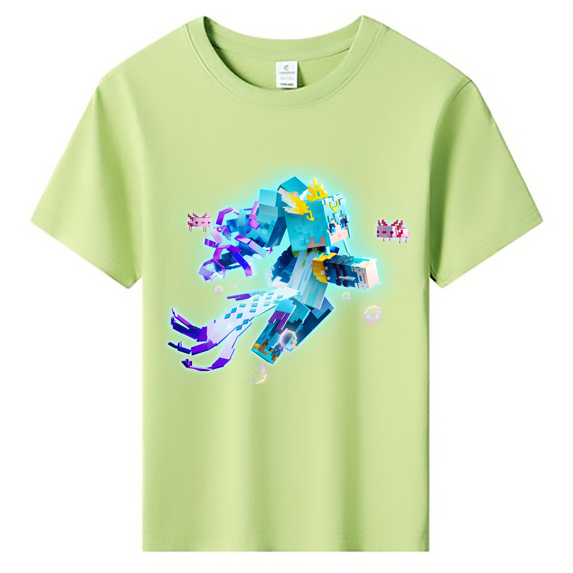 （画像用） マインクラフト ブロックの世界 Minecraft MC Block world 綿100％キッズTシャツ（フロントプリント）